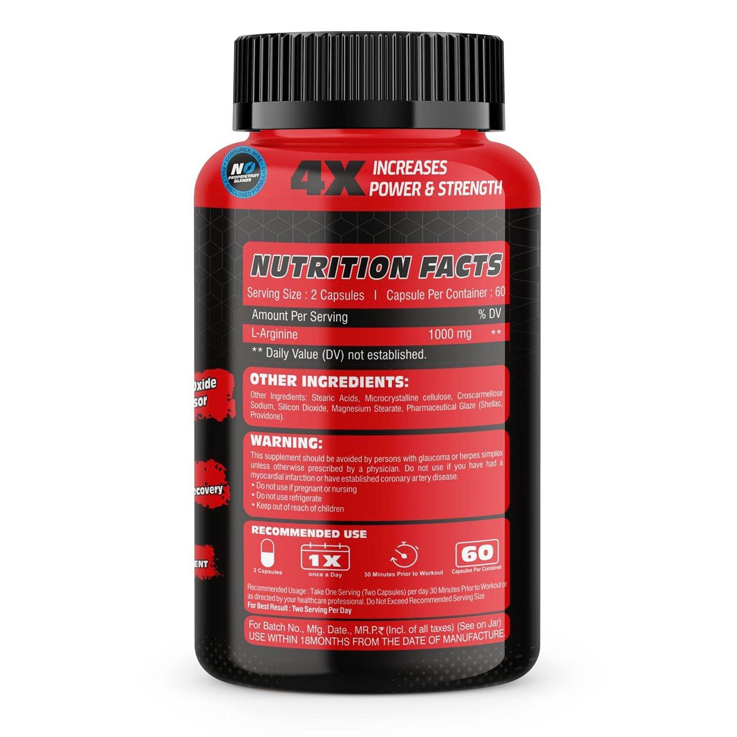 WILD BUCK WILD BUCK Hyper Charge Pre-X4 Hardcore Pre-Workout Supplement Powder with Creatine Monohydrate, Arginine AAKG, Beta-Alanine, Caffeinated Punch - For Men & Women [40 Servings, Green Apple] + WILD BUCK L Arginine 1000mg Nitric Oxide Precursor Supplemen