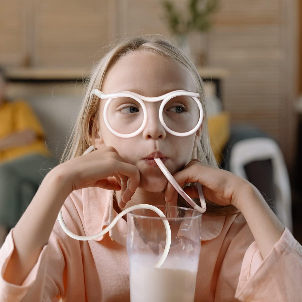 Tenalleys Tenalleys 2 Pcs Silly Novelty Loop Straw Glasses, Fun Loop Eye Straws Reusable Eyeglasses Straw for Parties Birthday, DIY Fun Activities, Kids Party, Annual Meeting
