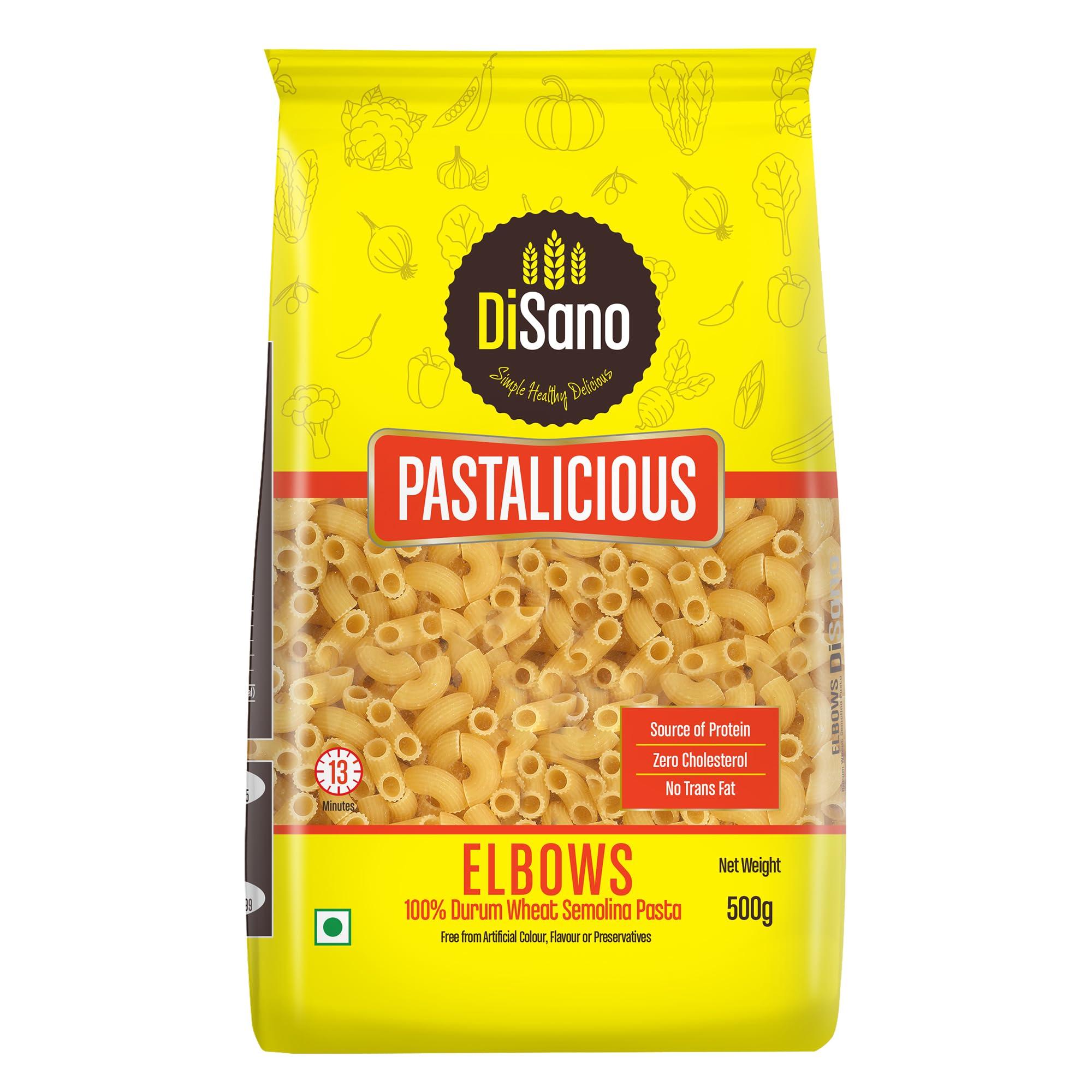 DISANO DiSano Pastalicious 100% Durum Wheat Fusilli Pasta, 500g & DiSano Pastalicious 100% Durum Wheat Macroni Pasta, Elbow, 500g
