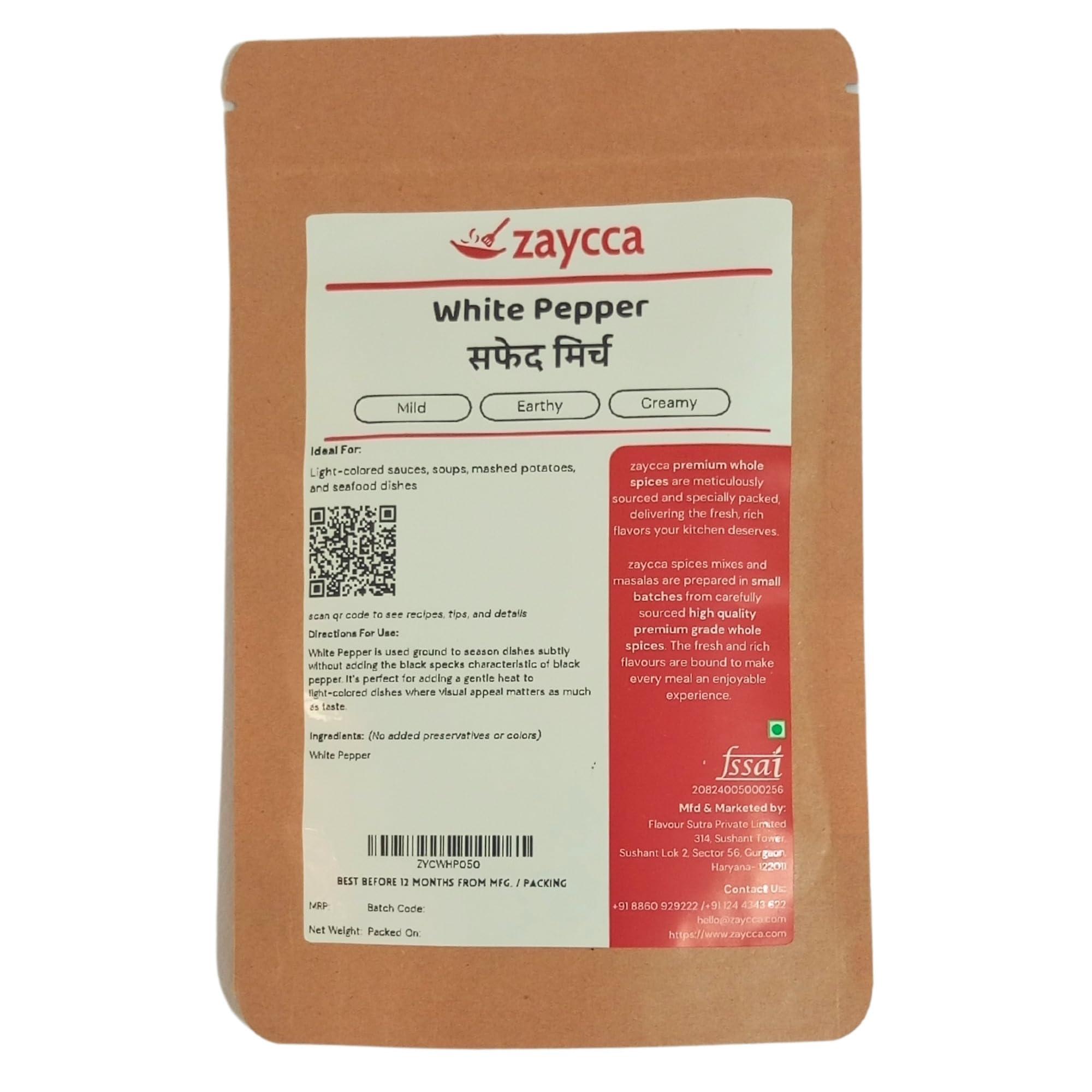 Zaycca White Pepper | Safed Mirch | 100grms