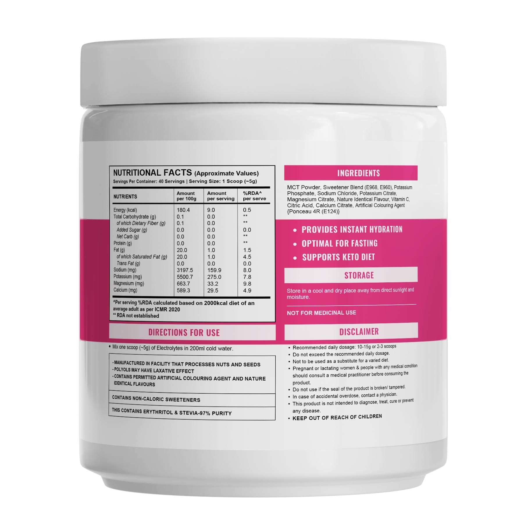 Wellcore Wellcore - Electrolytes (Miami Thunder, 2X200g) |Electrolyte Drink With 5 Vital Electrolytes: Na, Mg, Ca, K, PO4 | Sugar Free Electrolyte Powder | Fat Fuel Powered Keto Electrolyte