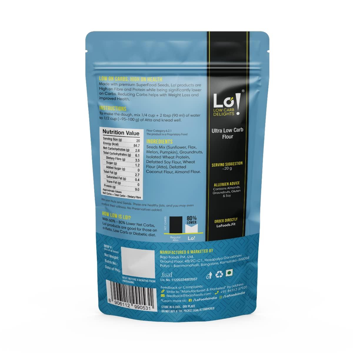 Lo! Low Carb Delights Lo! Low Carb Delights - Ultra Low Carb Keto Atta (5 Kg) | Dietitian Recommended Keto Flour | Lab Tested Keto Food Products for Keto Diet
