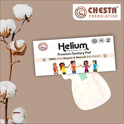 Helium Helium 100% Pure Organic & Naturally Soft Cotton Base Sanitary Pads For Women | Pack Of 25 Pads-XXL,330mm | Ultra-Thin Rash Free Natural Sanitary Napkins,Designed for Normal-Sensitive Skin