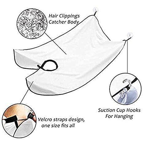 JAMB JAMB Apron Cape Beard Trimming Bib for Men Shaving & Hair Catcher Non-Stick Hair Catcher Grooming Cloth Waterproof with 2 Suction Cups for Mirror