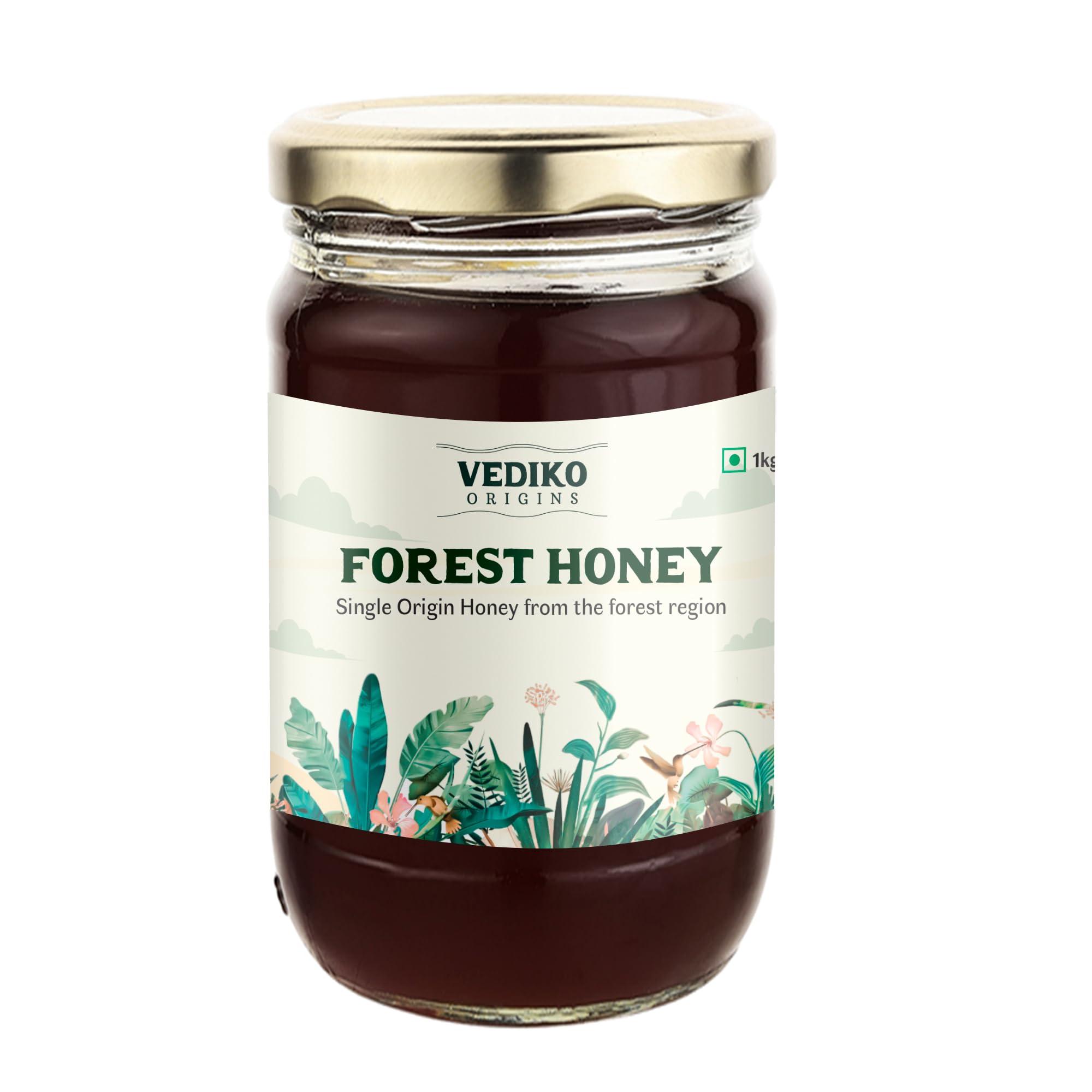 Vediko Origins Vediko Origins Farm Fresh Raw Forest Honey (1Kg) | 100% Pure And Natural Unprocessed Single Origin Basil Honey | Respiratory Booster | Chemical Free, No Sugar, No Adulteration