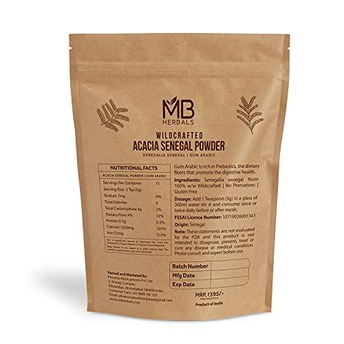 MB Herbals MB Herbals Gum Arabic Powder 227g | Senegalia senegal | Acacia senegal Powder | Plant Based Edible Gum Powder | Origin: Senegal, Africa
