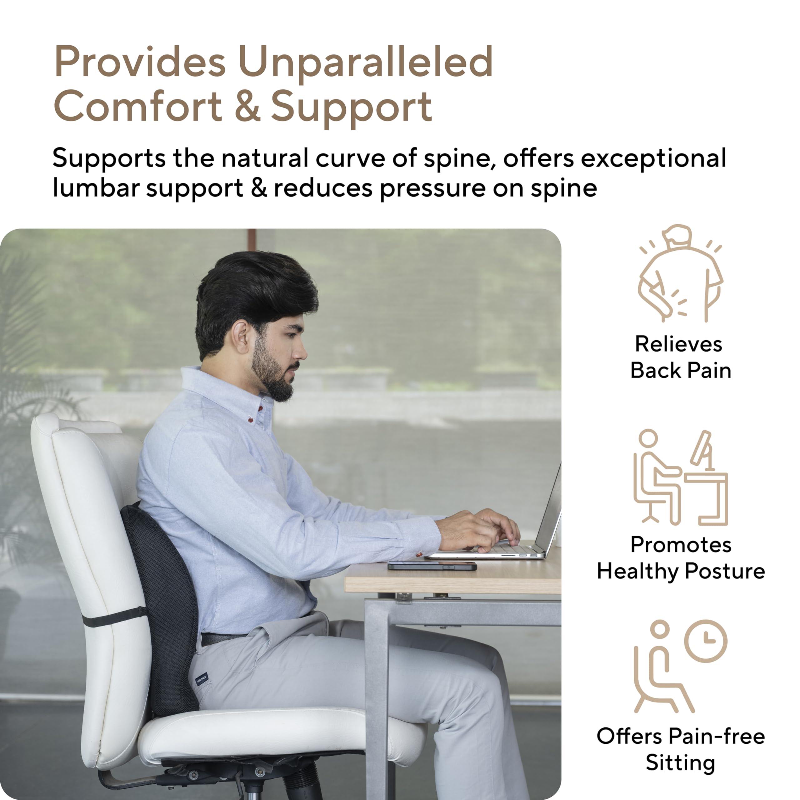 FOVERA FOVERA Back Support for Chair, Orthopedic Lumbar Support Memory Foam Mid Backrest Cushion - Designed for Back Pain Relief - Back Rest Pillow for Comfortable Sitting (Mesh Black)