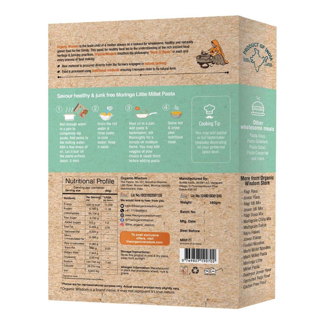 Organic Wisdom-Back to Roots Organic Wisdom-Back to Roots Multi-millet Penne Pasta | Protein rich pasta with 9 super grains | No Maida, Not Fried, No MSG|Sun Dried| 180 gm(pack of 1)