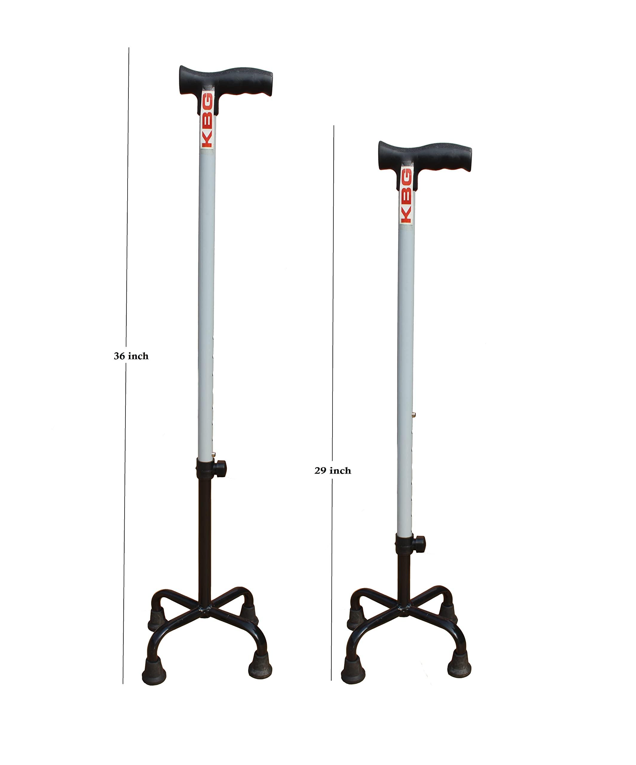KBG KBG Four Leg Walking Stick with Height Adjustable Walking Cane Quadripod Walking Stick for Elderly & Those Physically Challenged (Grey)