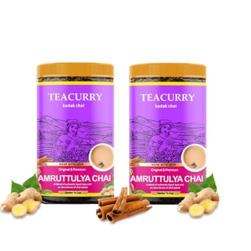 TEACURRY TEACURRY Amruttulya Chai (200 Grams, 100 Cups) - Amruttulya Tea for Energy and Digestion - 100% Natural Tea with Real Spices | Refreshing & Tasteful Flavor Amruttulya Masala Chai Tea