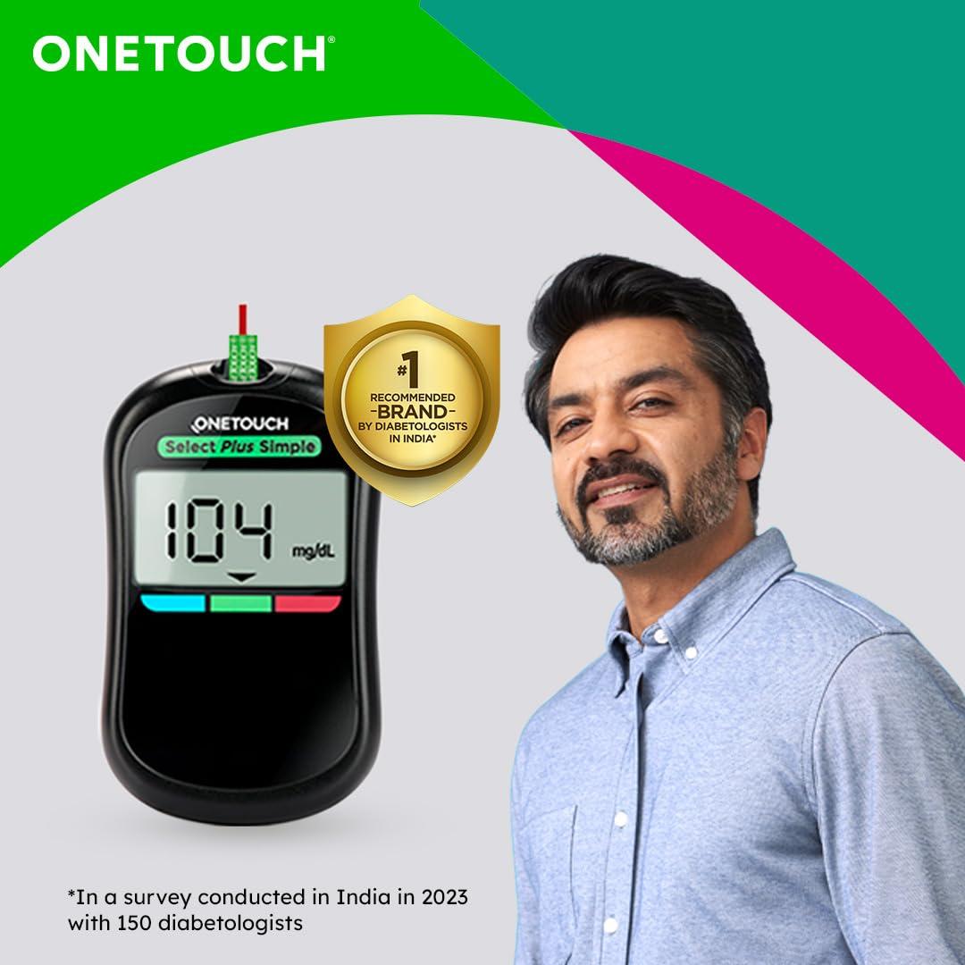 OneTouch OneTouch Select Plus Test Strips | 2 Packs of 50 Strips each (total 100 Strips) | Blood Sugar Test Machine Testing Strips | Global Iconic Brand | For use with OneTouch Select Plus Simple Glucometer