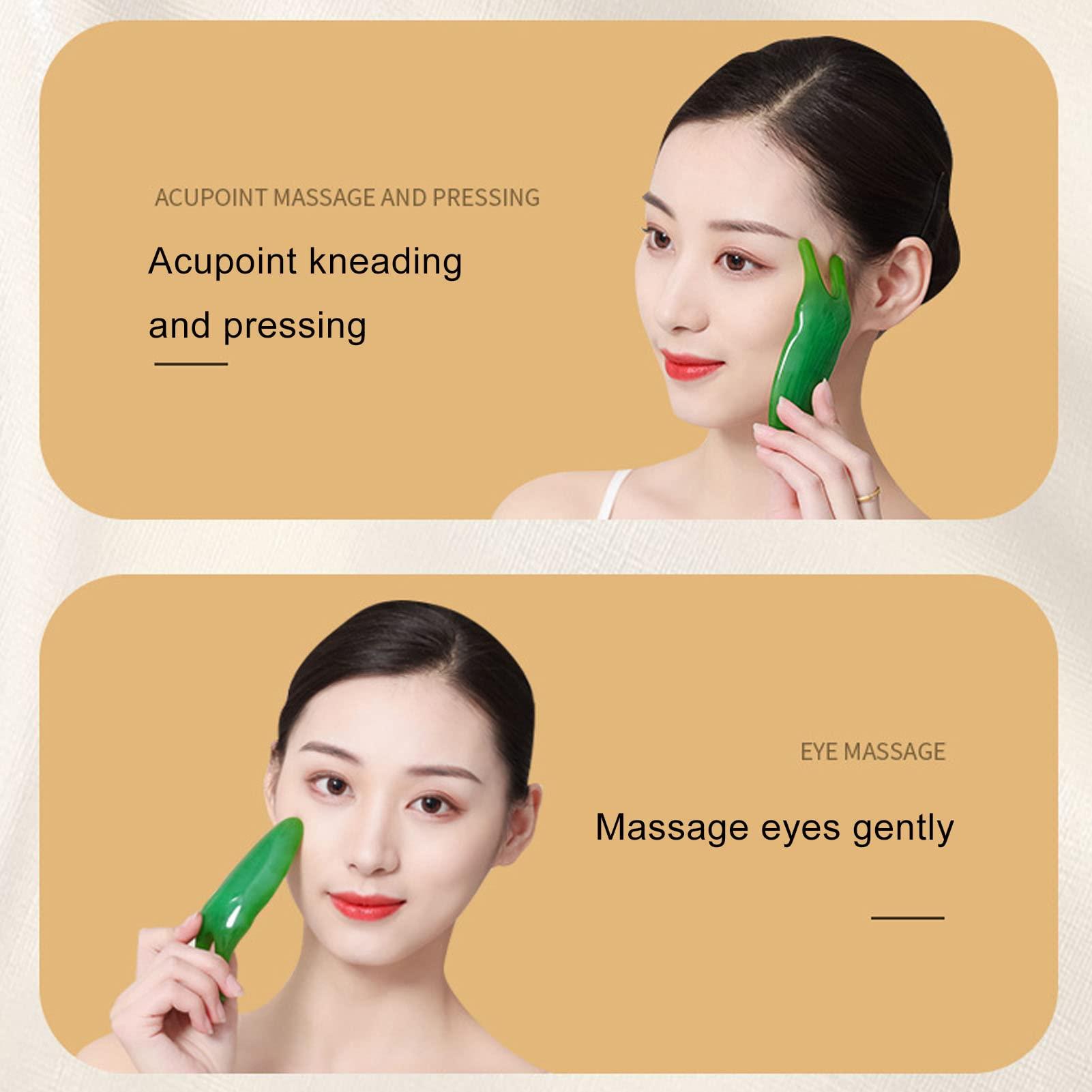Kufoo Kufoo Gua Sha Nosetool,V Face Gusha Face Tools Beauty Nose Lightweight Puffiness Reduction Skin Firming For Jawline(Green)