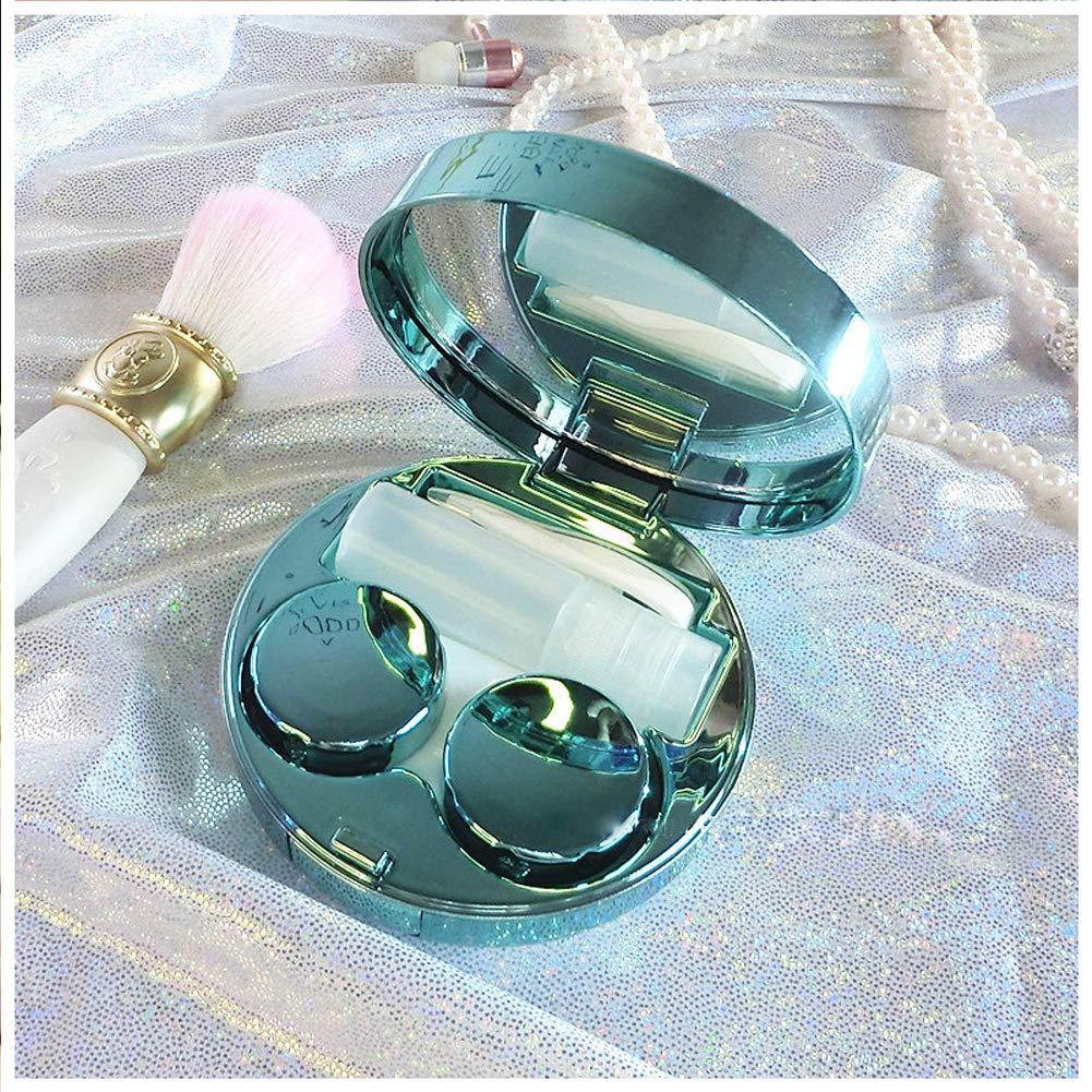 ORIONE Cute Fashion Contact Lens Case, Color Sparkles Contact Lens Care Vision Care Nobleness Contact Lens Cases Kit with Mirror, Tweezers, Stick Connection, Keep Contact Lens from Drying (Green)