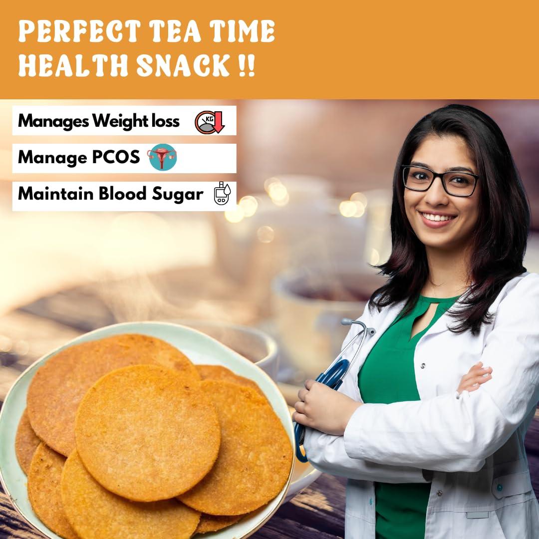 NIHKAN NIHKAN Millet Crackers - Gluten free | Vegan | High protein | High Fibre - Handmade & baked | Healthy chai time guilt free snacks - No Preservatives & No Baking soda - 100g (Jowar Peri-Peri)