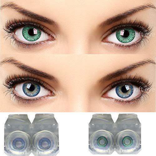 SOFT EYE Soft Eye Color Contact Lens (Blue and turquoise with case and solution Zero power color contact lenses)