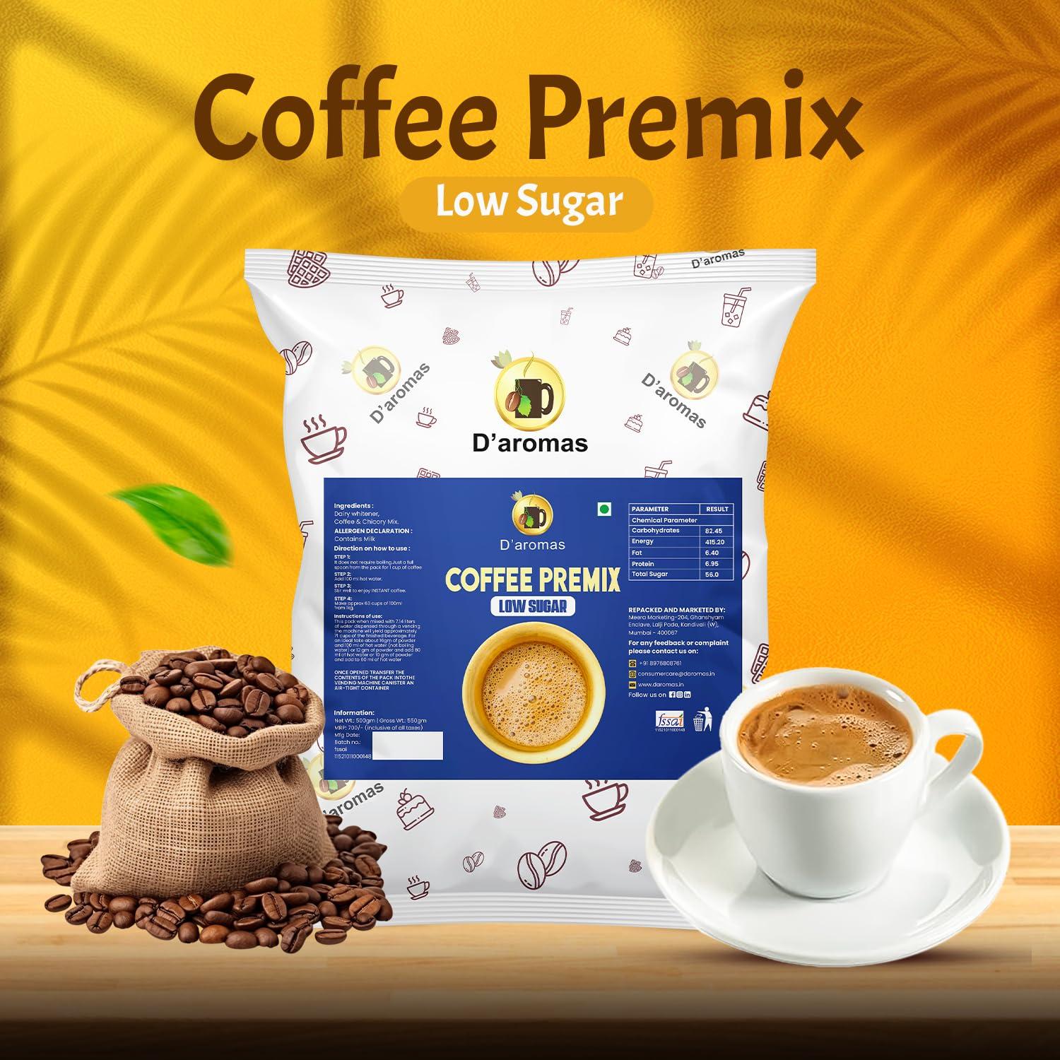 D\'aromas D\'aromas Low Sugar Coffee Premix 1kg for Vending Machine Instant Coffee Chicory Mix