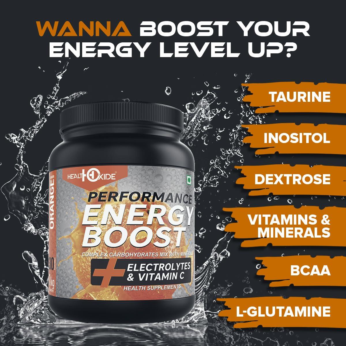 HEALTHOXIDE Healthoxide Energy Boost Powder for Extra Power, Advance Performance, Power Booster Drink, Electrolytes & Vitamin C, Pre-workout, Guvava, Best for beginners
