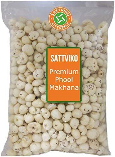 Sattviko Sattviko Makhana, Phool Makhana, Makana, Foxnuts, Makhane, Lotus Seeds for Eating, Raw Plain Phool Makhana, Vegan, Gluten Free, Non-GMO, Food yoga (200 gm - Pack of 1)