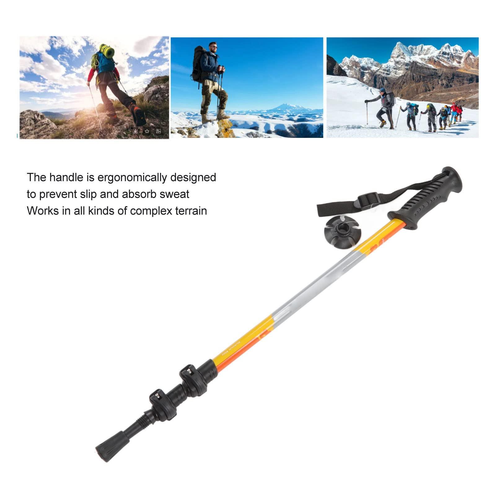 Asixxsix Mountain Climbing Pole , Retractable Walking Stick Portable Sweat Absorbent High Stiffness for Expedition (Yellow)