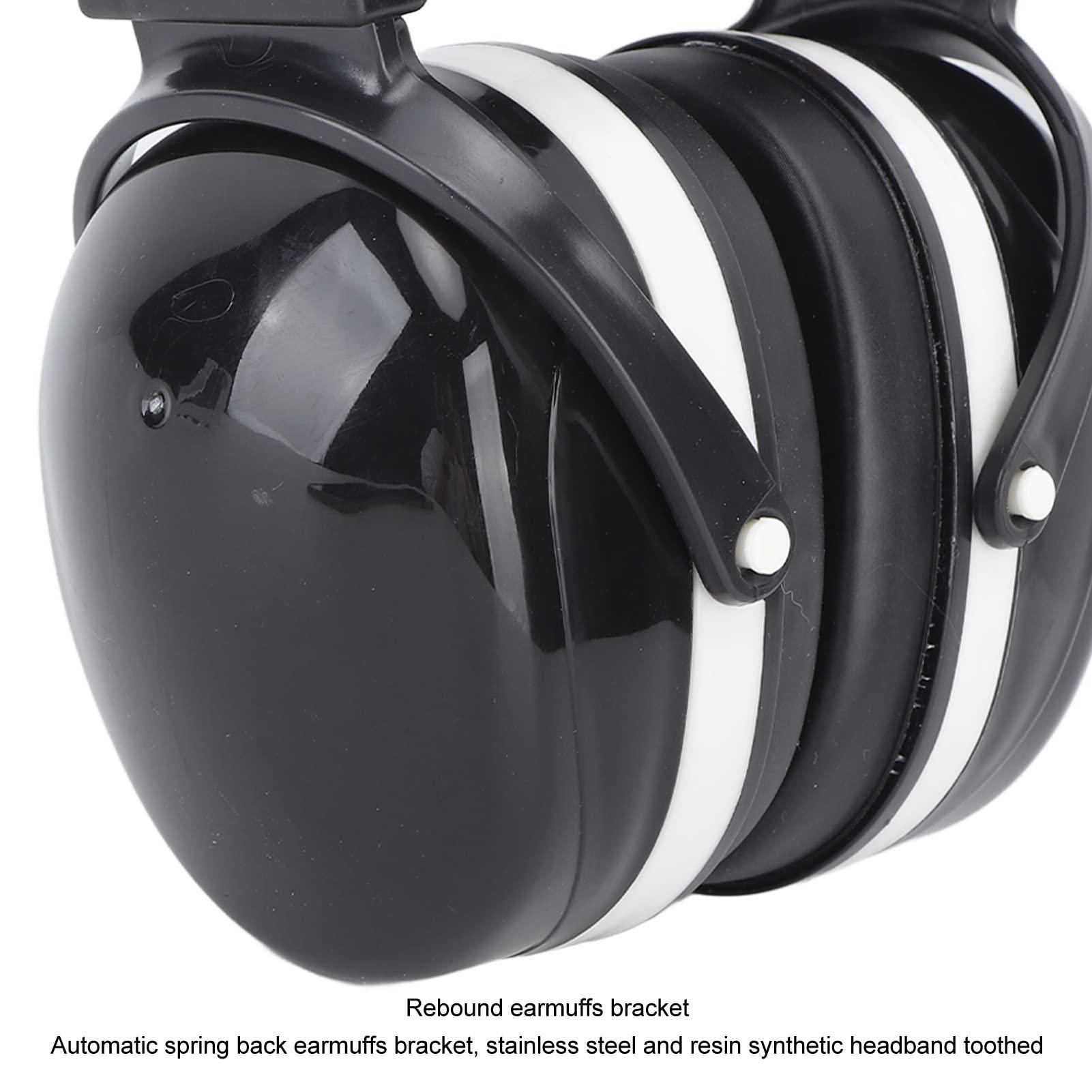 EXCLUZO EXCLUZO Hearing Protection Ear Muff, Lightweight ABS Noise Reduction Earmuffs 360 Degree Rotation Double Layer Headband for Mowing (Black White)