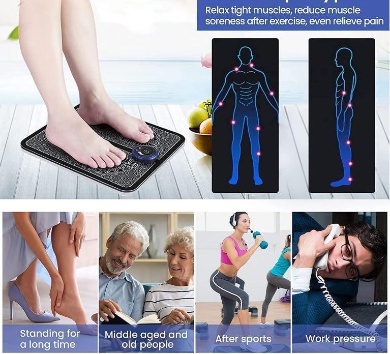 ONESTA Onesta EMS Foot Massager Mat for Neuropathy - Foot Massager for Pain Plantar Relief, Improve Circulation, Muscle Relaxation, Portable & Rechargeable Feet Massager Heavy PVC Pad with 8 Modes &19 Levels