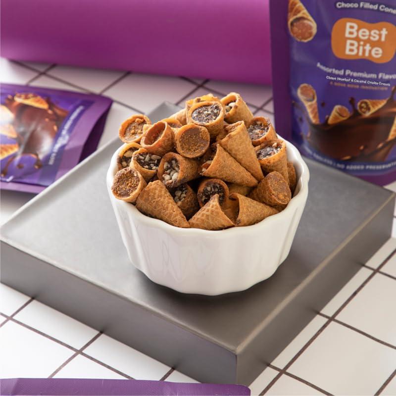 NOVANOVA NOVANOVA Best Bite Choco Filled Cones | Choco Hazelnut & Cookie Buttercream - Assorted Pack Of 2| 100% Eggless | No Added Preservatives (100 Gram)