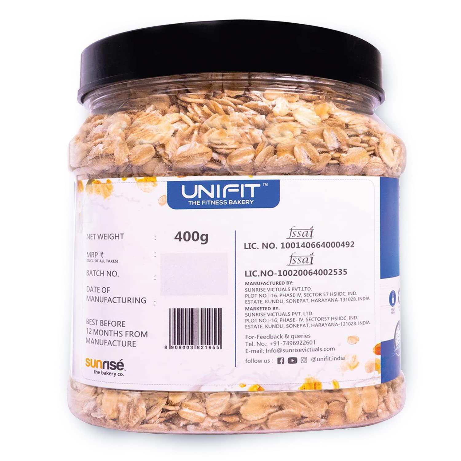 UNIFIT UNIFIT Rolled Oats | Plain Rolled Oats | Healthy Breakfast | Rich Source of Protein & High Fiber Oats | Whole grain Oats | 400g | Pack of 1