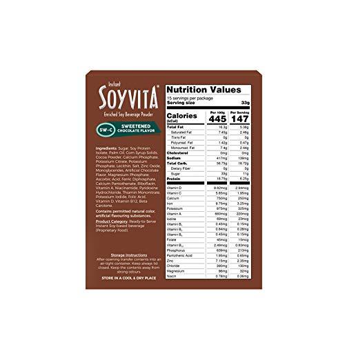 Soyvita SOYVITA - SWEETENED CHOCOLATE | LACTOSE FREE | VEGAN | ENRICHED SOY BEVERAGE POWDER | Serves-15 (500 Gms)