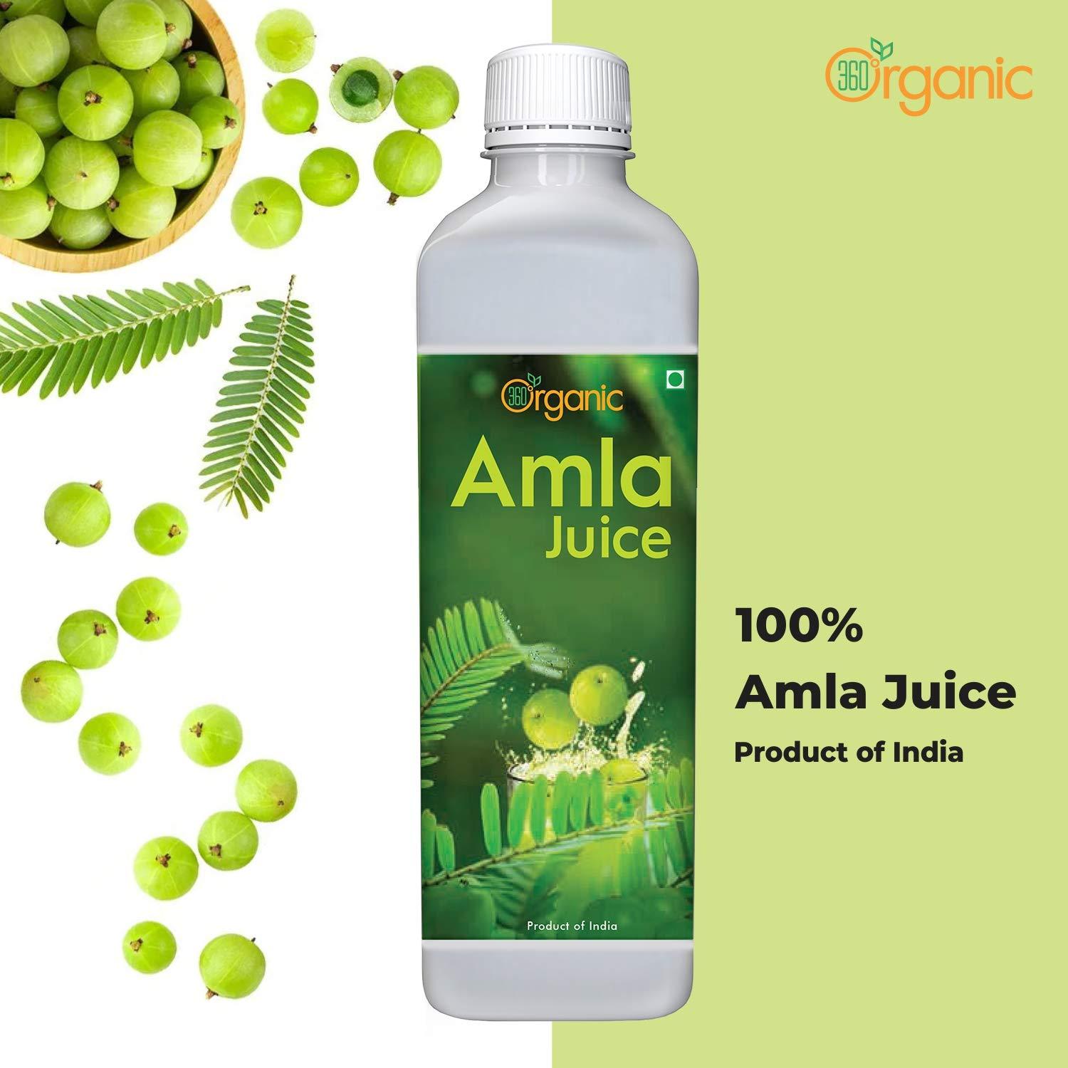 360 DEGREEORGANIC 360 DEGREEORGANIC Organic Amla Juice Natural Immunity Booster|Rich In Vitamin C|Digestion Booster-500 Ml(Pack 1)