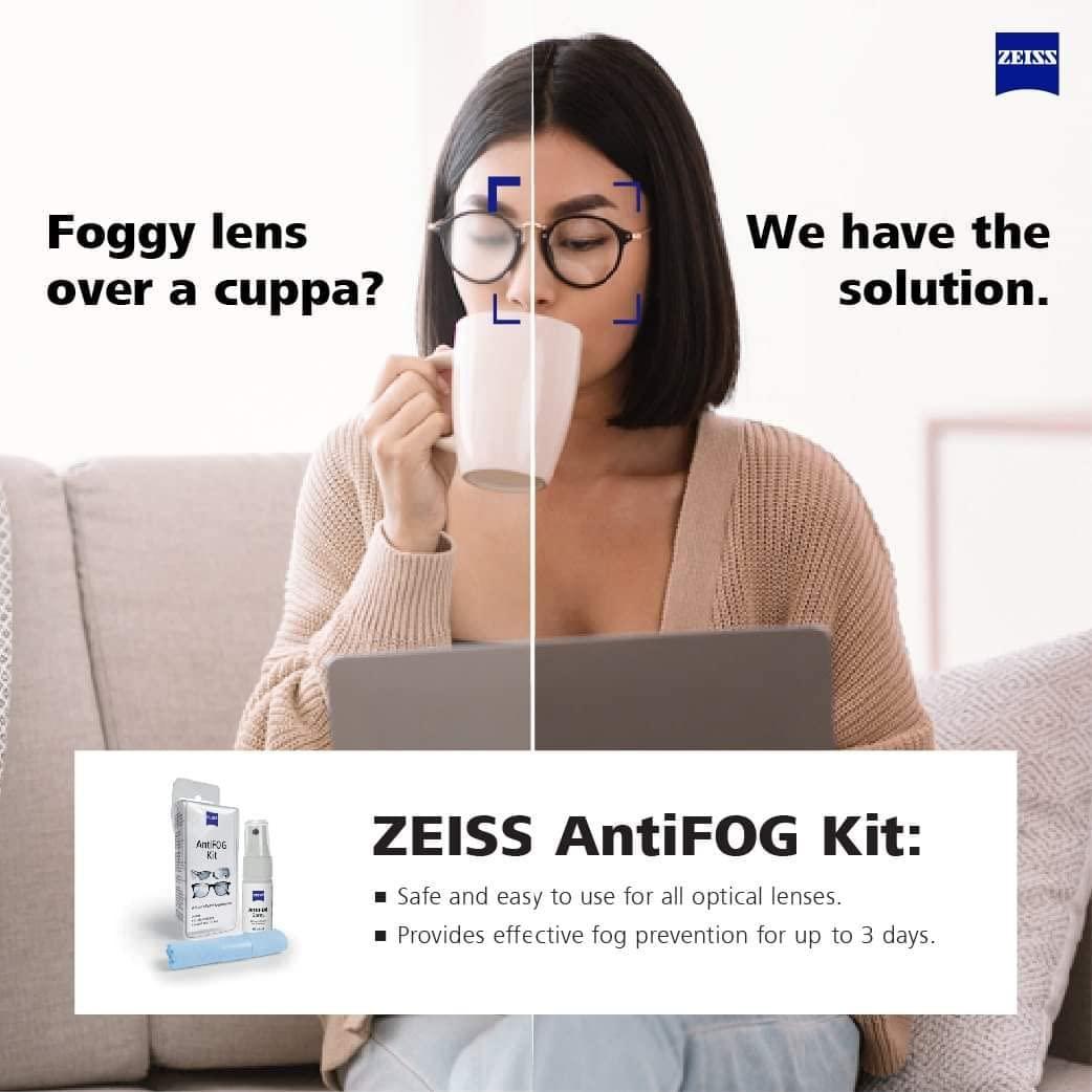 Zeiss ZEISS AntiFOG Kit 30ml - Pack of 1 | Fog-Free Lens for up tp 72 hours | Ideal for Spectacles, Eyeglasses, Sunglasses, Camera Lenses, Bike Visors, Car Mirrors, Windshields, and Swim Goggles
