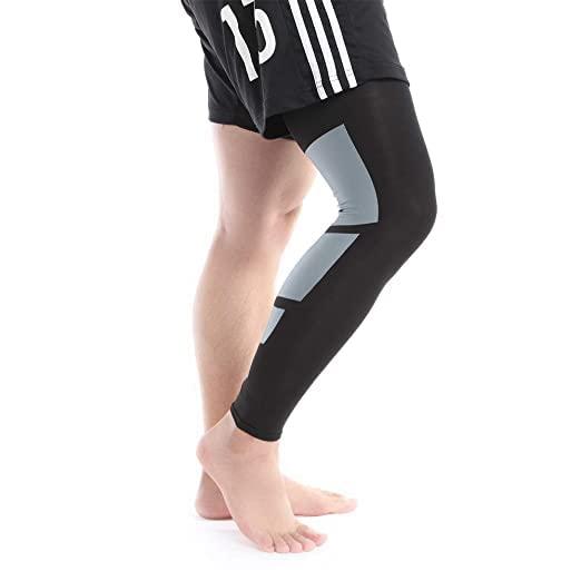 NEVER QUIT NEVER QUIT Knee & Calf Compression Sleeve with Anti Slip, Leg Compression for sports Gym Running Cycling Jogging Workout Pain Relief Injury Protection Sweat Resistant - Pair (Large, Black)