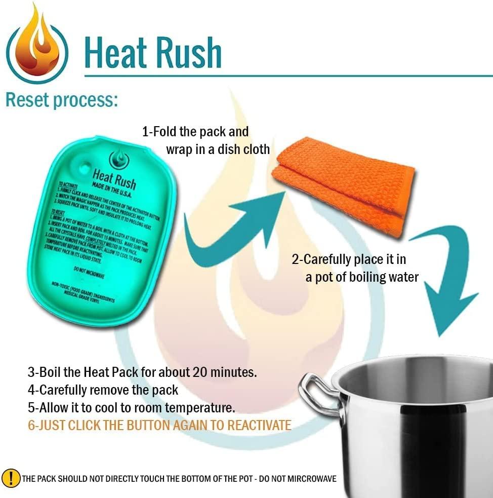 Heat Rush HEAT RUSH - Instant Reusable and Portable Heat Pack 2 Pack Small (3x5) Reusable Heat Pack Hand Warmer Perfect for Cold Days Pocket Warmer. One Hour of Click Heat. Made in USA