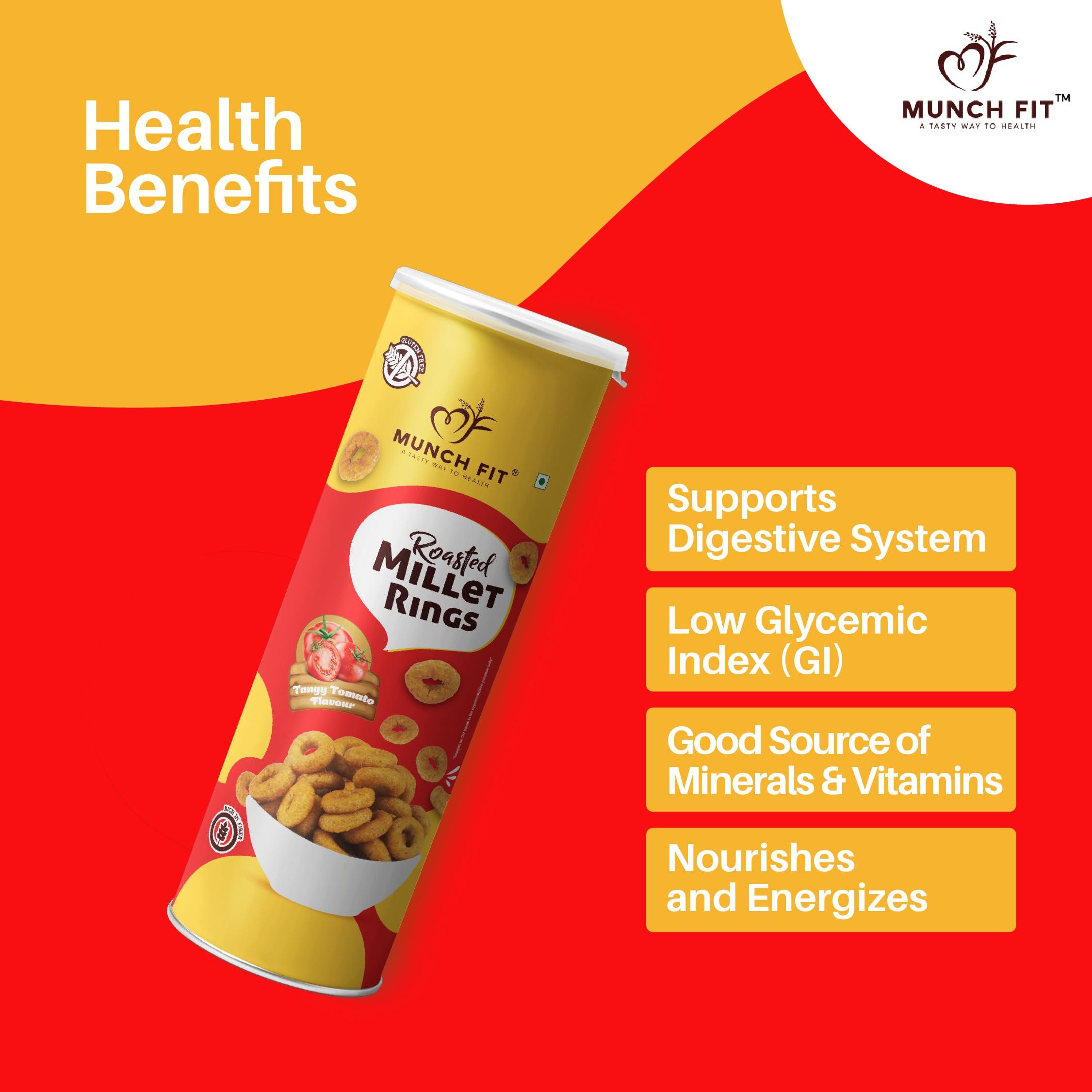 MUNCH FIT Munch Fit Healthy & Roasted Millet Snacks | 2 x 40g Tangy Tomato & 2 x 40g Chilli Garlic