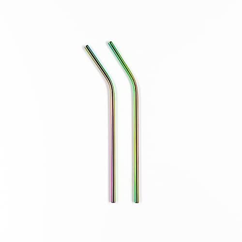 Hooper of York Hooper of York Wide Metal Straws Set of 2 - 1 Straight,1 Bent Straw with Cleaner