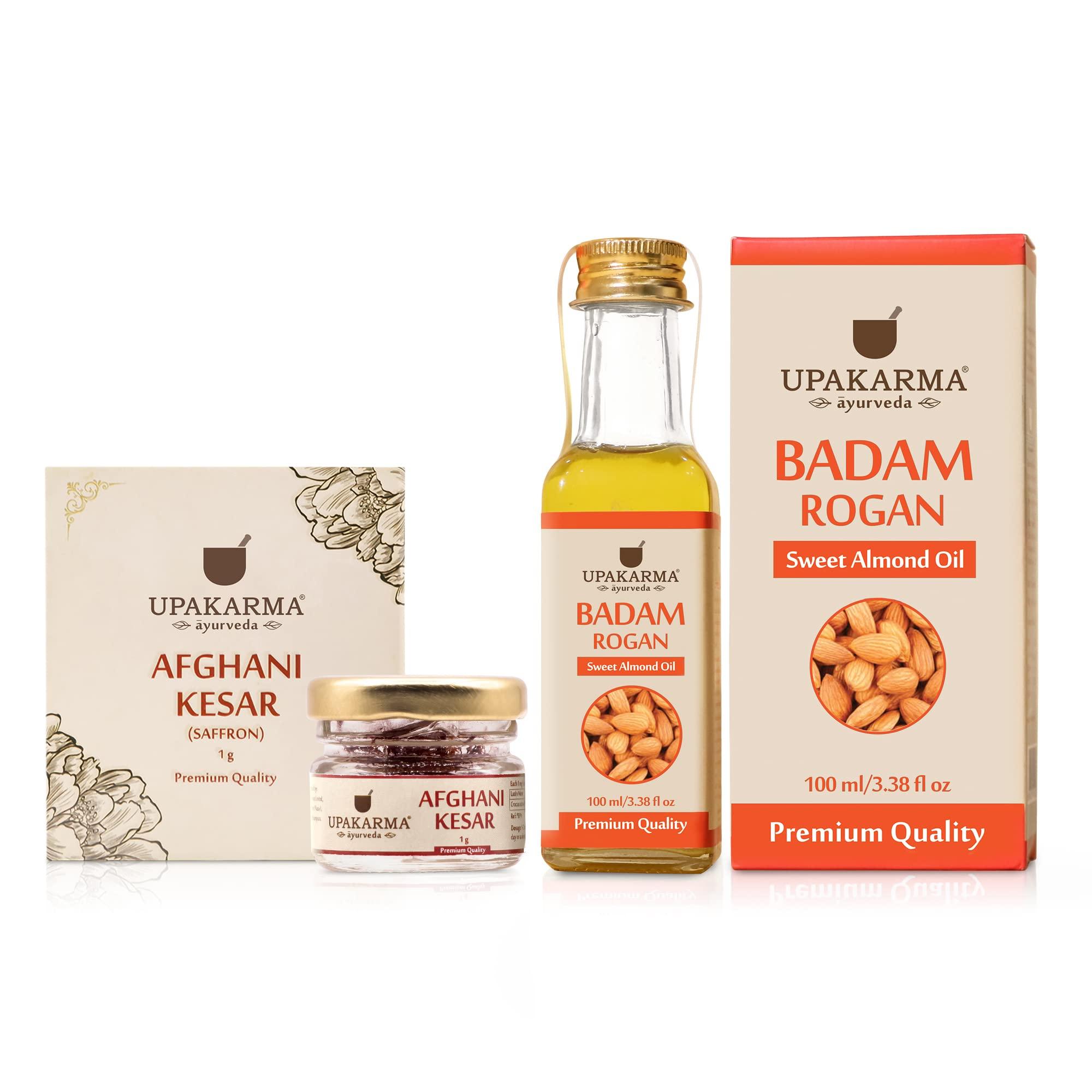 UPAKARMA UPAKARMA Purest and Finest Afghani Kesar/Saffron 1 Gram and 100ml Badam Rogan