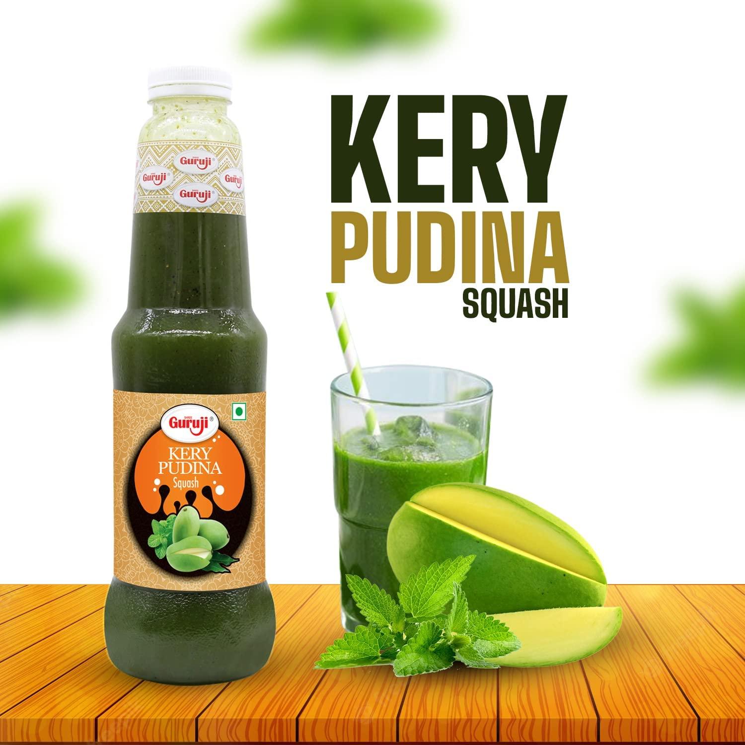 SHREE Guruji Shree Guruji Kery Pudina 1litr+ Kesar Thandai 1litr Dry Fruit Sherbet Instant Refreshing Drink for Summer special (Combo Pack)