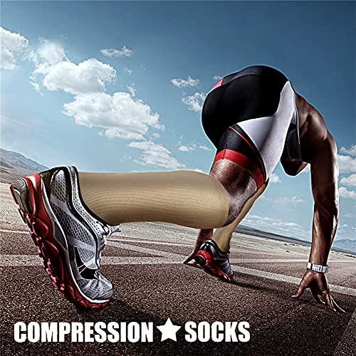 CHARMKING CHARMKING Compression Socks (3 Pairs) 15-20 mmHg is Best Athletic & Medical for Men & Women, Running, Flight, Travel, Nurses, Edema - Boost Performance, Blood Circulation & Recovery (S/M, Nude)