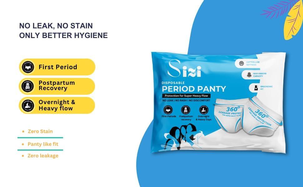 Sizi SIZI Period Kit for School Girls | Disposable Menstrual Panties for High Absorption & liners | Leak-Proof | No Stain-Wetness | Ideal for long School-hours for Hygiene & Protection (L, 3)