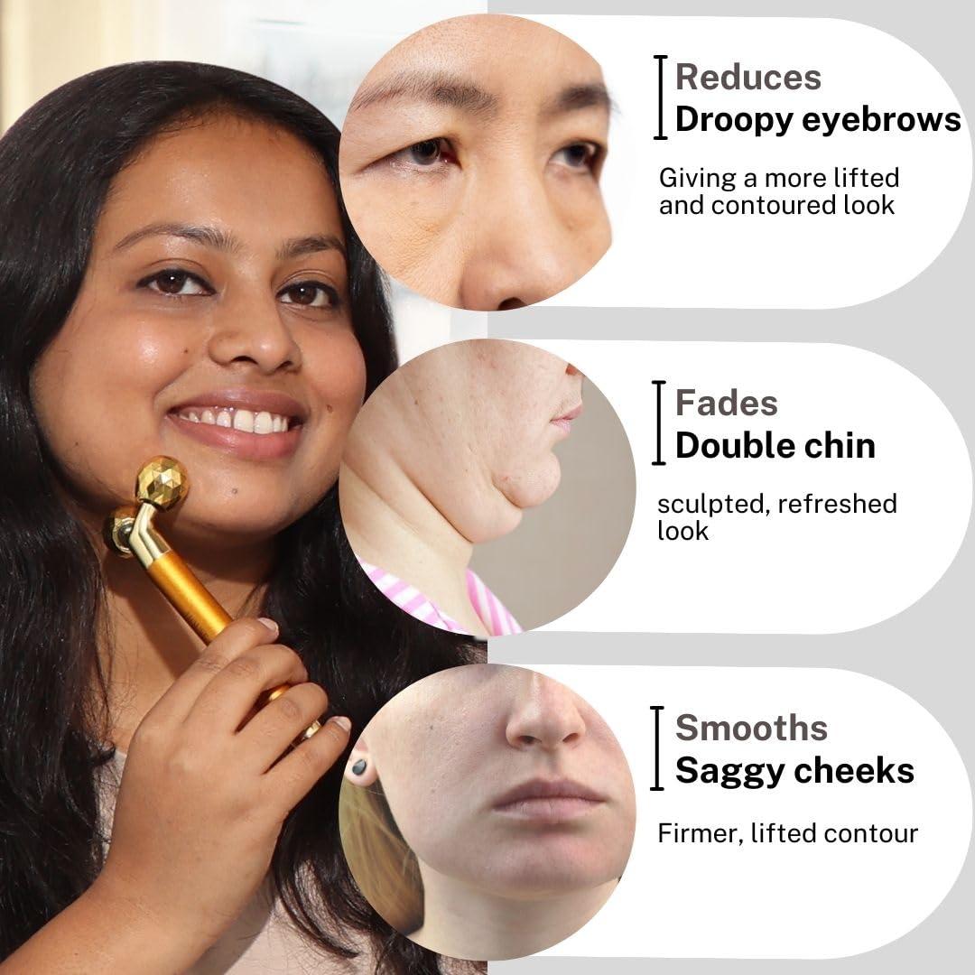 HOUSE OF BEAUTY House of Beauty 3D Face Massager Beauty Bar, Y-shaped Roller - Combination Sculptor (Golden)