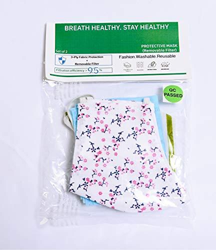 TED TECH Cotton Head loop Designer Reusable Face masks (3 layered) (FEMALE, Pack of 4)