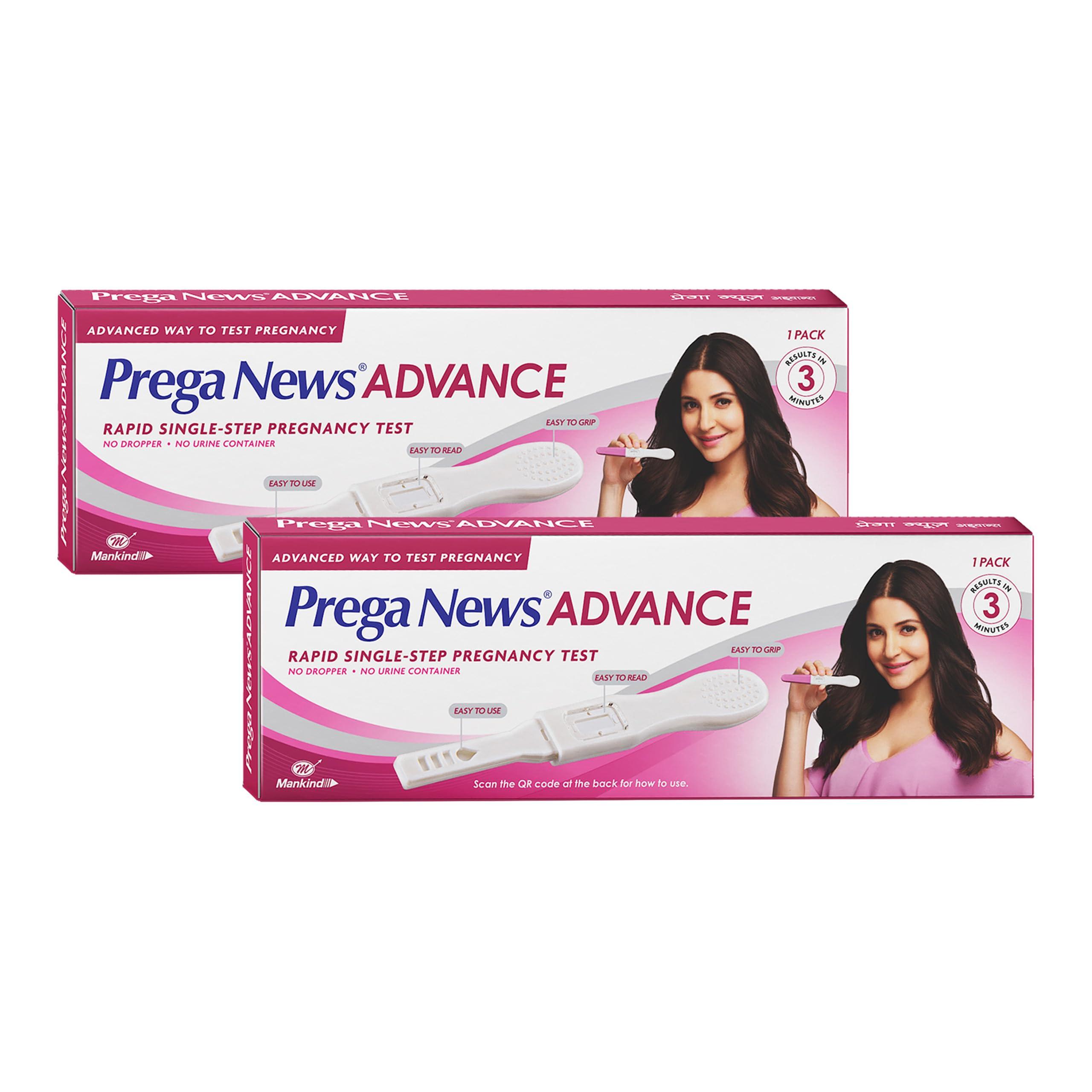 Prega News Prega News Advance, HCG Home Pregnancy Test, Midstream Urine Test Kit, One Step Pregnancy Test, Easy to Use, Accurate Result in Just 3 Minutes x Pack of 1 (2)