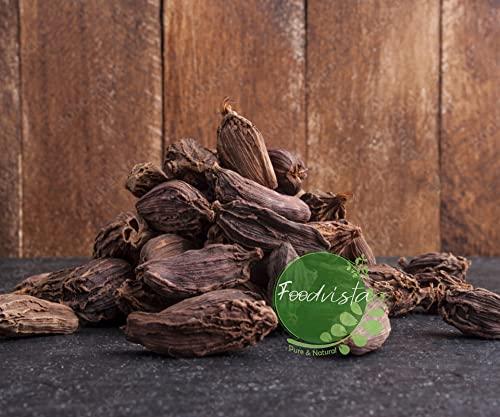 FOODVISTAA FOODVISTAA Whole black cardamom, organic black cardamom pods, kali moti elaichi large cardamom 400 Grm