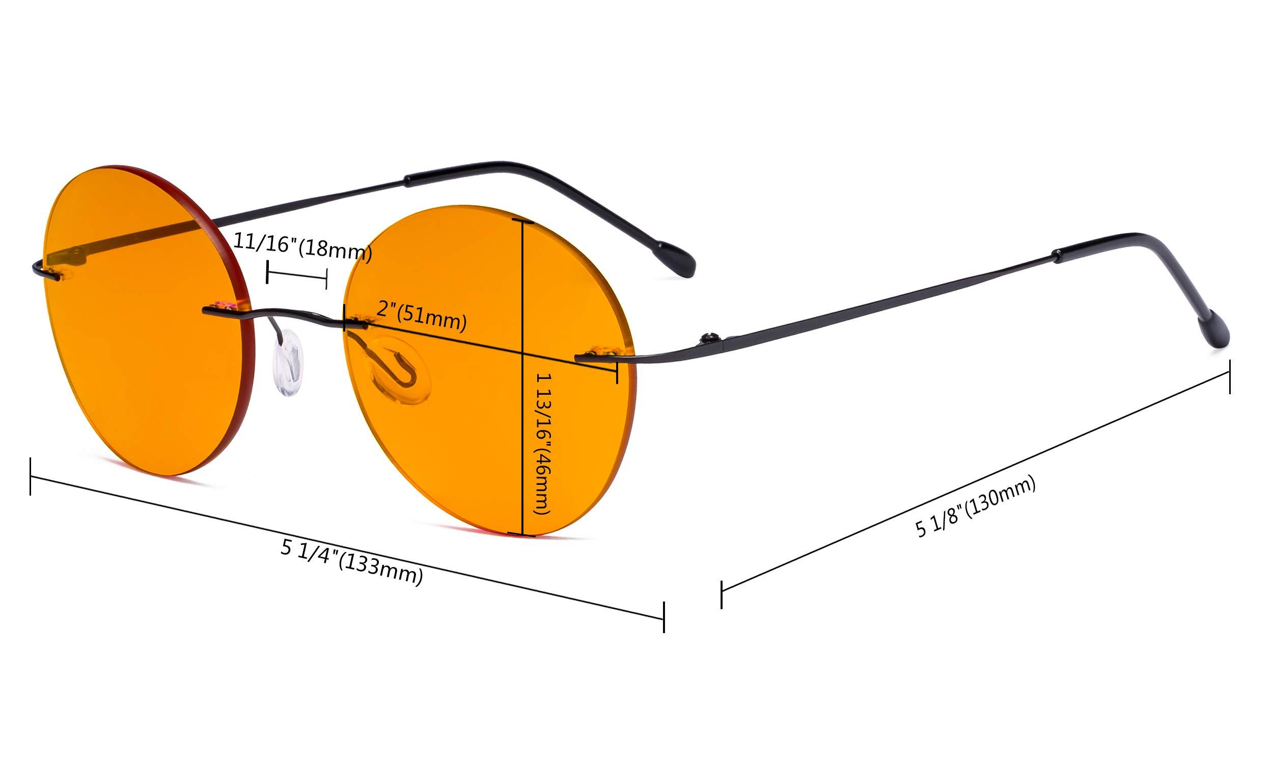 Eyekepper Eyekepper Frameless Blue Light Blocking Glasses with Orange Tinted Lens for Sleeping - Round Rimless Computer Reading Glasses Men Women Gunmetal +1.25