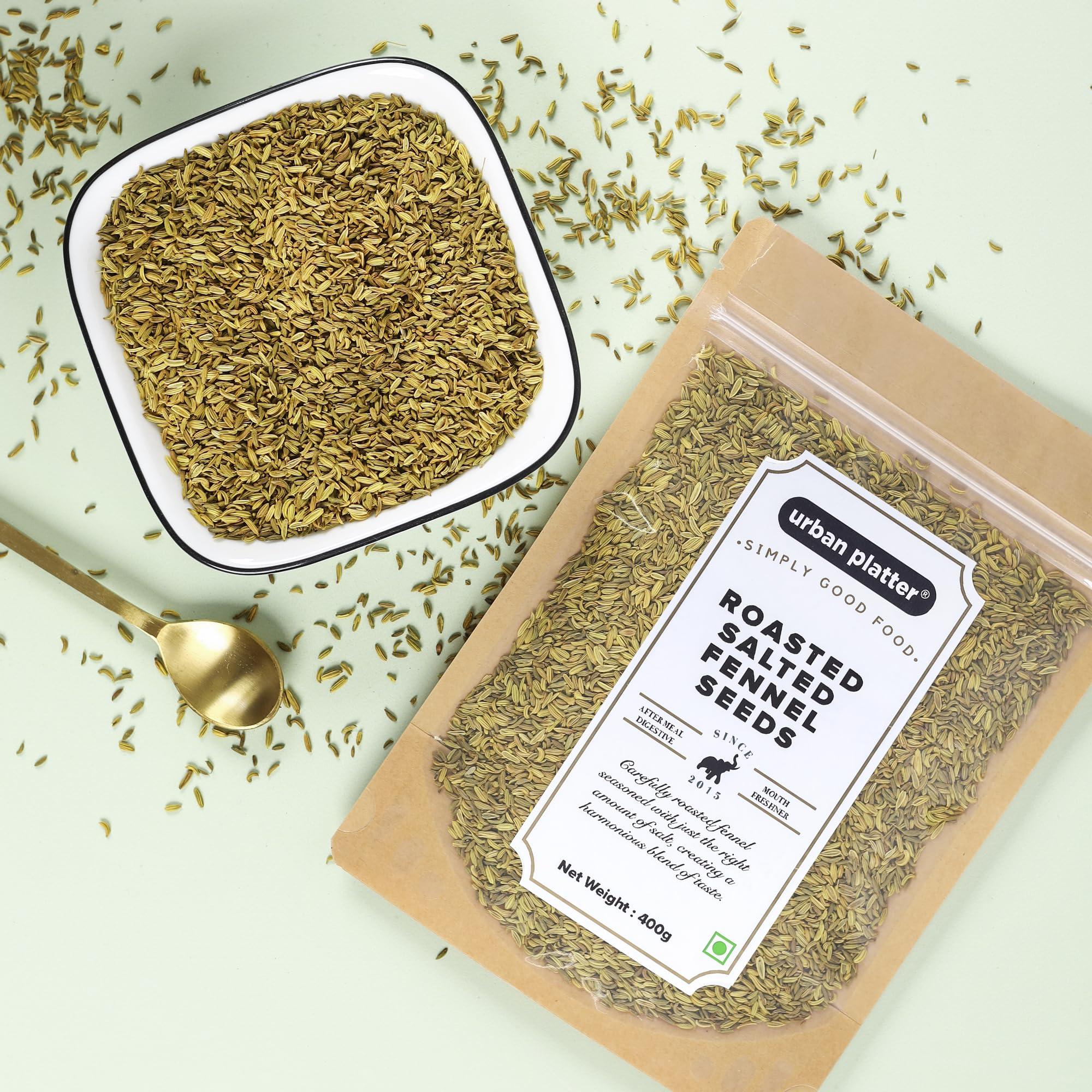 urban platter Urban Platter Roasted Salted Fennel Seeds, 400g [Saunf | After Meal Digestive | Mouth Freshener]