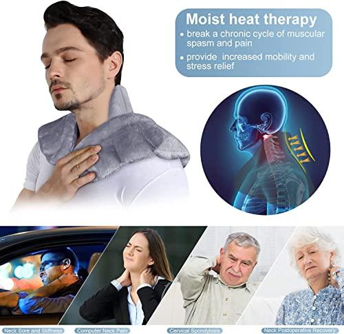 Prakal Prakal Microwave Heating Pad for Neck and Shoulders, Weighted Neck and Shoulder Wrap for Pain Relief and Spasm, Heated Neck Wrap with Herbal Aromatherapy, Moist Heat Neck Warmer Hot & Cold Compress