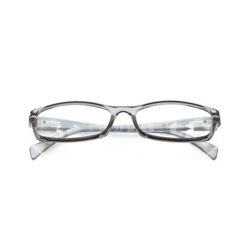 TIZIANO TIZIANO Women's New Age Reading Glasses with Spring Hinge (Model: 195126 Grey +3.00 with Rectangular Eye shape)