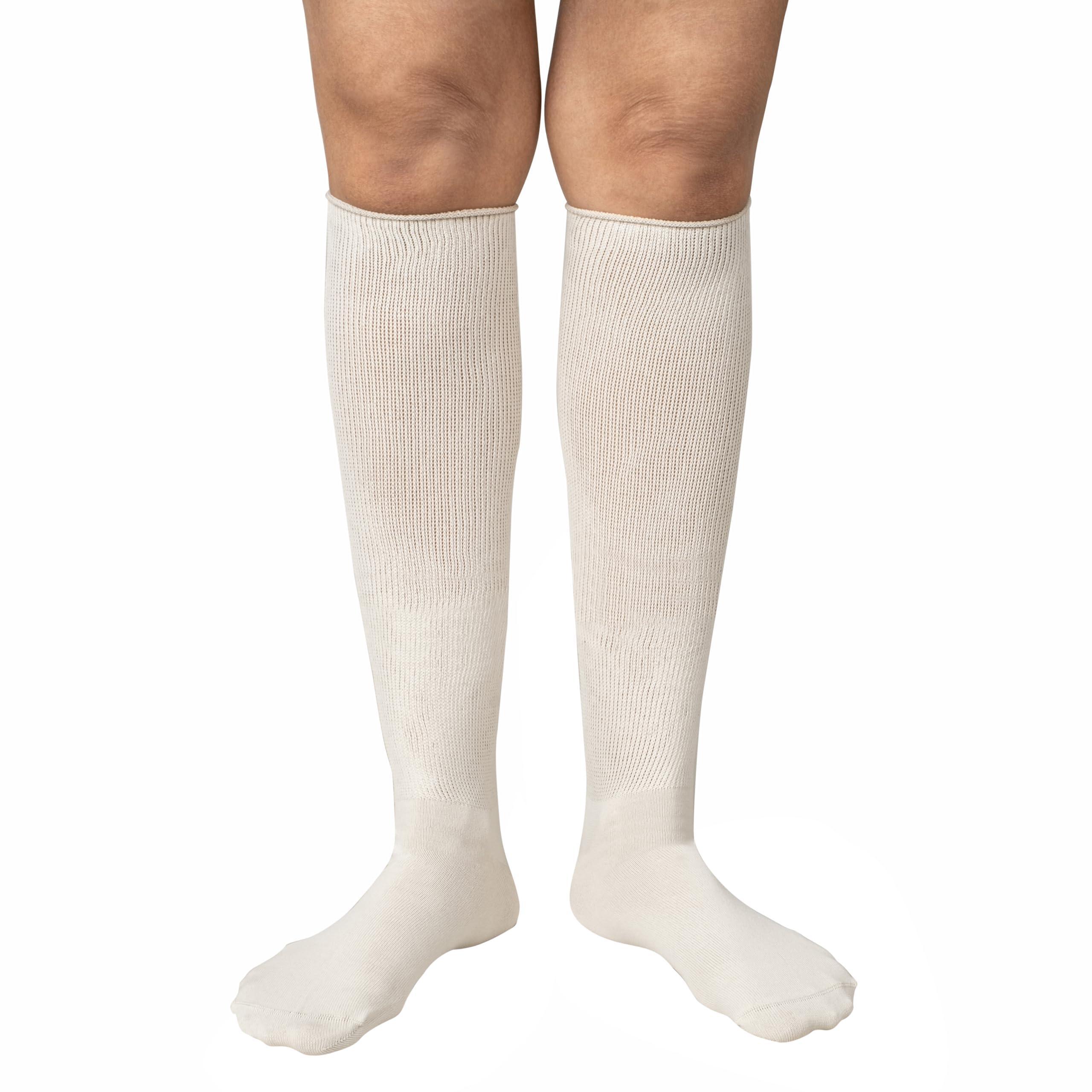 Syounaa Syounaa Socks for Diabetes & Neuropathy Knee Length for Men & Women | Reduces Cramps, Swelling, Burning sensation & Pain relief | Superior Infrared Celliant Technology | Beige, 1 pair