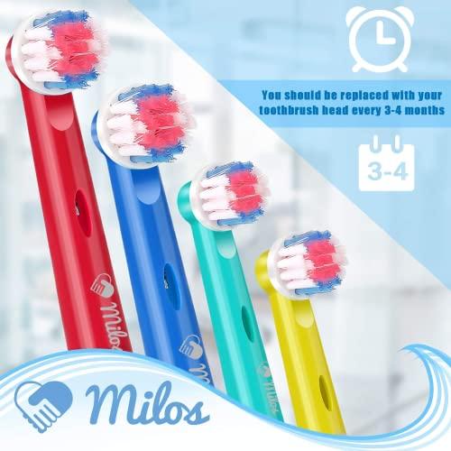 Milos Milos Replacement Toothbrush Heads for Kids - Pack of 4 Oral B and Braun Compatible Replacements