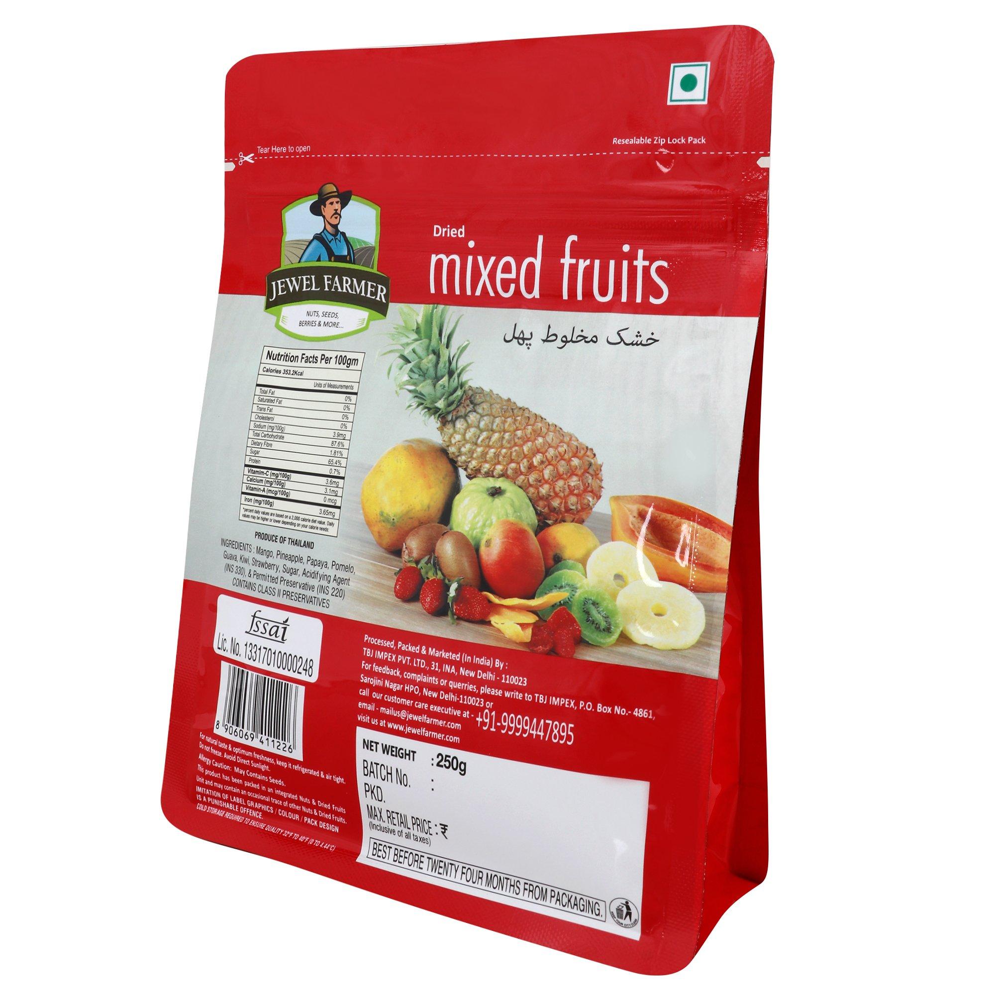 JEWEL FARMER JEWEL FARMER Dried Mixed Fruits with Mango, Papaya, Pineapple, Pomelo, Guava, Kiwi & Strawberry, Vitamin & Fiber Rich Fruitmix (250g)