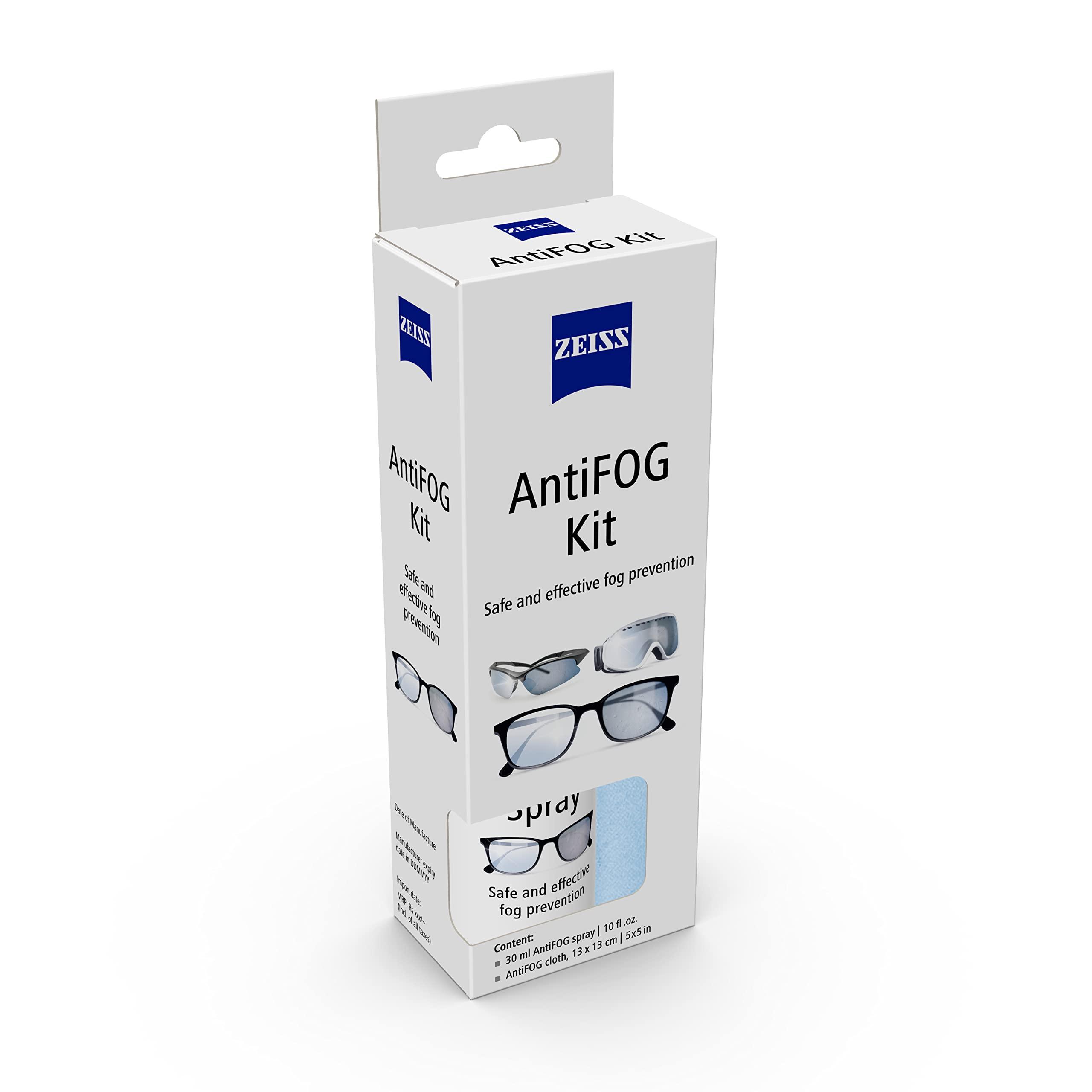 Zeiss ZEISS AntiFOG Kit 30ml - Pack of 1 | Fog-Free Lens for up tp 72 hours | Ideal for Spectacles, Eyeglasses, Sunglasses, Camera Lenses, Bike Visors, Car Mirrors, Windshields, and Swim Goggles